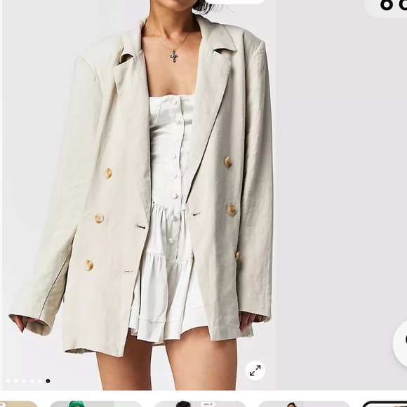 FREE PEOPLE OLIVIA BLAZER In Pebble Jacket Double Breasted size large NWT - Picture 5 of 9